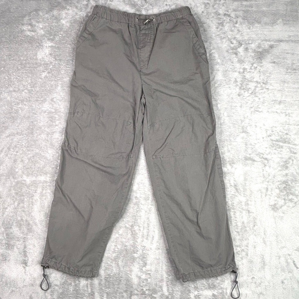 Zara DNWR Grey Nylon Cargo Pants Elastic Waist Drawstring Hem Mens Size M